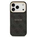 Apple iPhone 17 Pro Uyumlu Kılıf Guess Orjinal Lisanslı M-safe Şarj Özellikli Gold Metal Kamera Çerçeveli PU Deri 4G Desenli Yazı Logolu Kapak - 1
