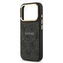 Apple iPhone 17 Pro Uyumlu Kılıf Guess Orjinal Lisanslı M-safe Şarj Özellikli Gold Metal Kamera Çerçeveli PU Deri 4G Desenli Yazı Logolu Kapak - 4