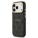 Apple iPhone 17 Pro Uyumlu Kılıf Guess Orjinal Lisanslı M-safe Şarj Özellikli Gold Metal Kamera Çerçeveli PU Deri 4G Desenli Yazı Logolu Kapak - 6