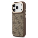 Apple iPhone 17 Pro Uyumlu Kılıf Guess Orjinal Lisanslı M-safe Şarj Özellikli Gold Metal Kamera Çerçeveli PU Deri 4G Desenli Yazı Logolu Kapak - 7