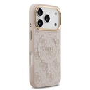 Apple iPhone 17 Pro Uyumlu Kılıf Guess Orjinal Lisanslı M-safe Şarj Özellikli Gold Metal Kamera Çerçeveli PU Deri 4G Desenli Yazı Logolu Kapak - 24