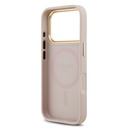 Apple iPhone 17 Pro Uyumlu Kılıf Guess Orjinal Lisanslı M-safe Şarj Özellikli Gold Metal Kamera Çerçeveli PU Deri 4G Desenli Yazı Logolu Kapak - 27