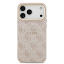 Apple iPhone 17 Pro Max Uyumlu Kılıf Guess Orjinal Lisanslı M-safe Şarj Özellikli Gold Metal Kamera Çerçeveli PU Deri 4G Desenli Yazı Logolu Kapak - 5