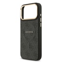 Apple iPhone 17 Pro Max Uyumlu Kılıf Guess Orjinal Lisanslı M-safe Şarj Özellikli Gold Metal Kamera Çerçeveli PU Deri 4G Desenli Yazı Logolu Kapak - 9