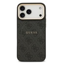 Apple iPhone 17 Pro Max Uyumlu Kılıf Guess Orjinal Lisanslı M-safe Şarj Özellikli Gold Metal Kamera Çerçeveli PU Deri 4G Desenli Yazı Logolu Kapak - 12