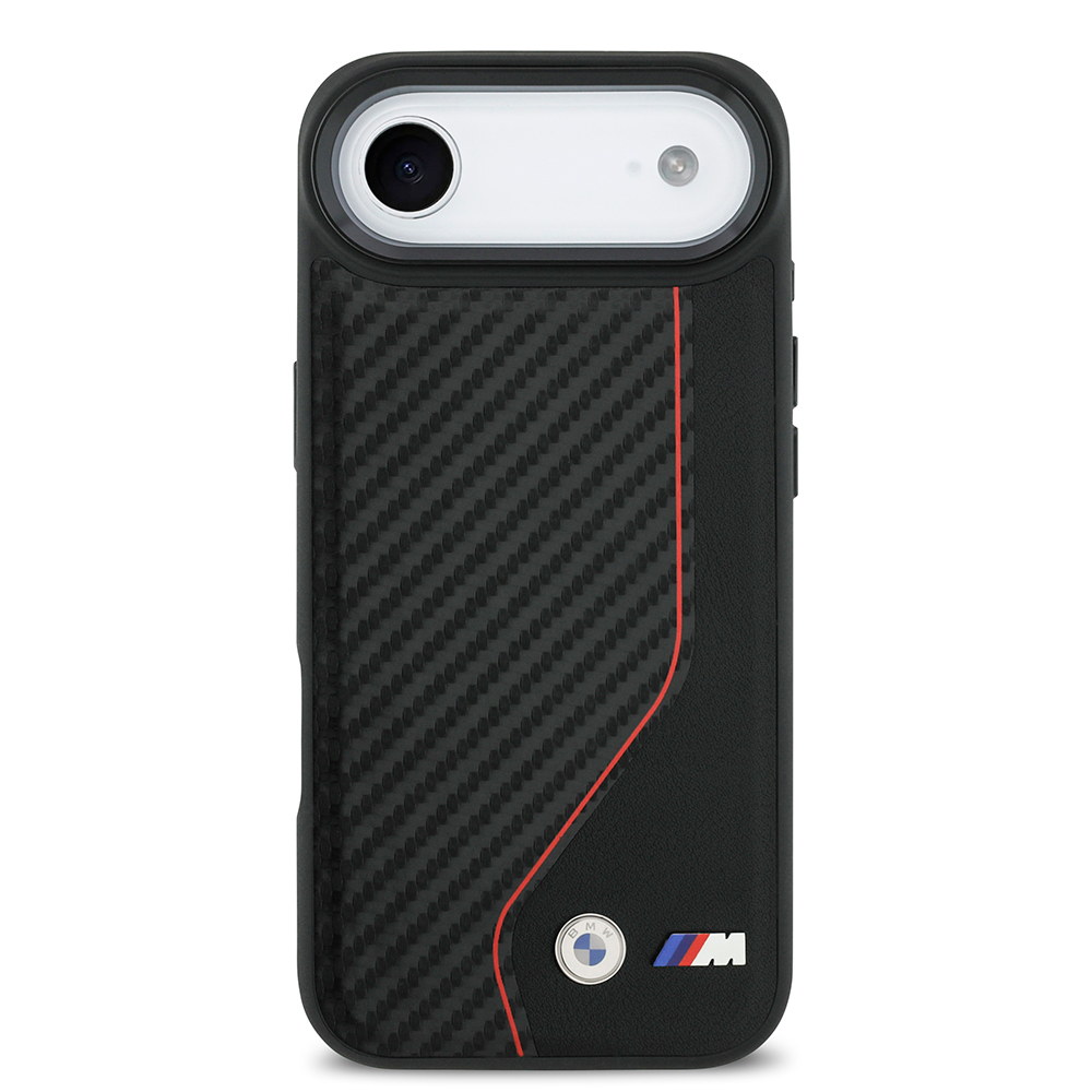 Apple iPhone 17 Air Uyumlu Kılıf BMW Orjinal Lisanslı M-safe Şarj Özellikli Metal BMW ve M Logolu PU Karbon Tasarımlı Kapak - 1
