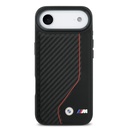 Apple iPhone 17 Air Uyumlu Kılıf BMW Orjinal Lisanslı M-safe Şarj Özellikli Metal BMW ve M Logolu PU Karbon Tasarımlı Kapak - 1
