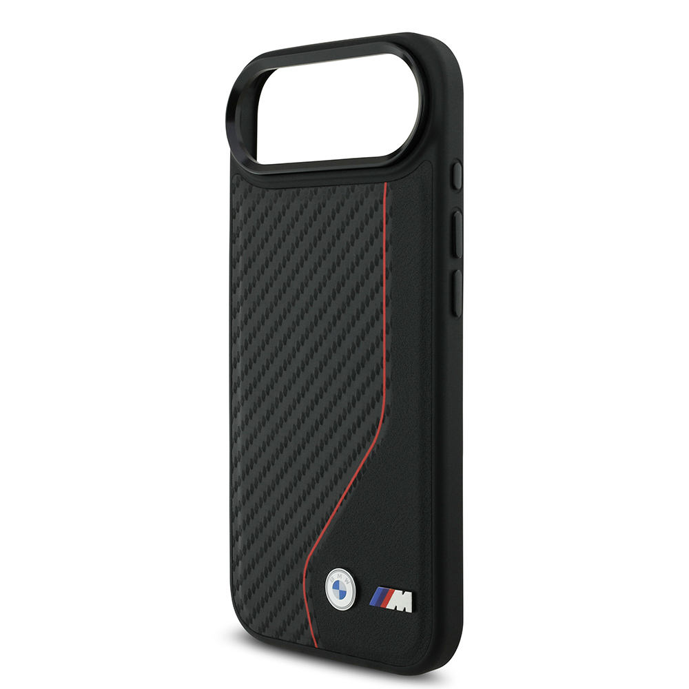 Apple iPhone 17 Air Uyumlu Kılıf BMW Orjinal Lisanslı M-safe Şarj Özellikli Metal BMW ve M Logolu PU Karbon Tasarımlı Kapak - 4