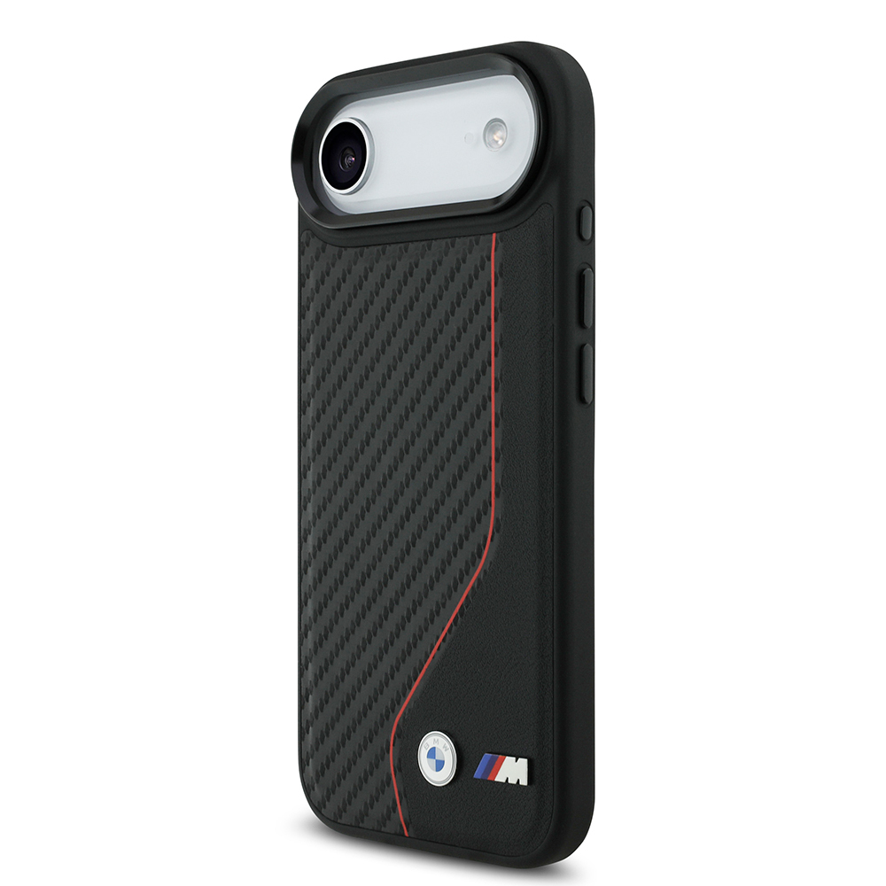 Apple iPhone 17 Air Uyumlu Kılıf BMW Orjinal Lisanslı M-safe Şarj Özellikli Metal BMW ve M Logolu PU Karbon Tasarımlı Kapak - 6
