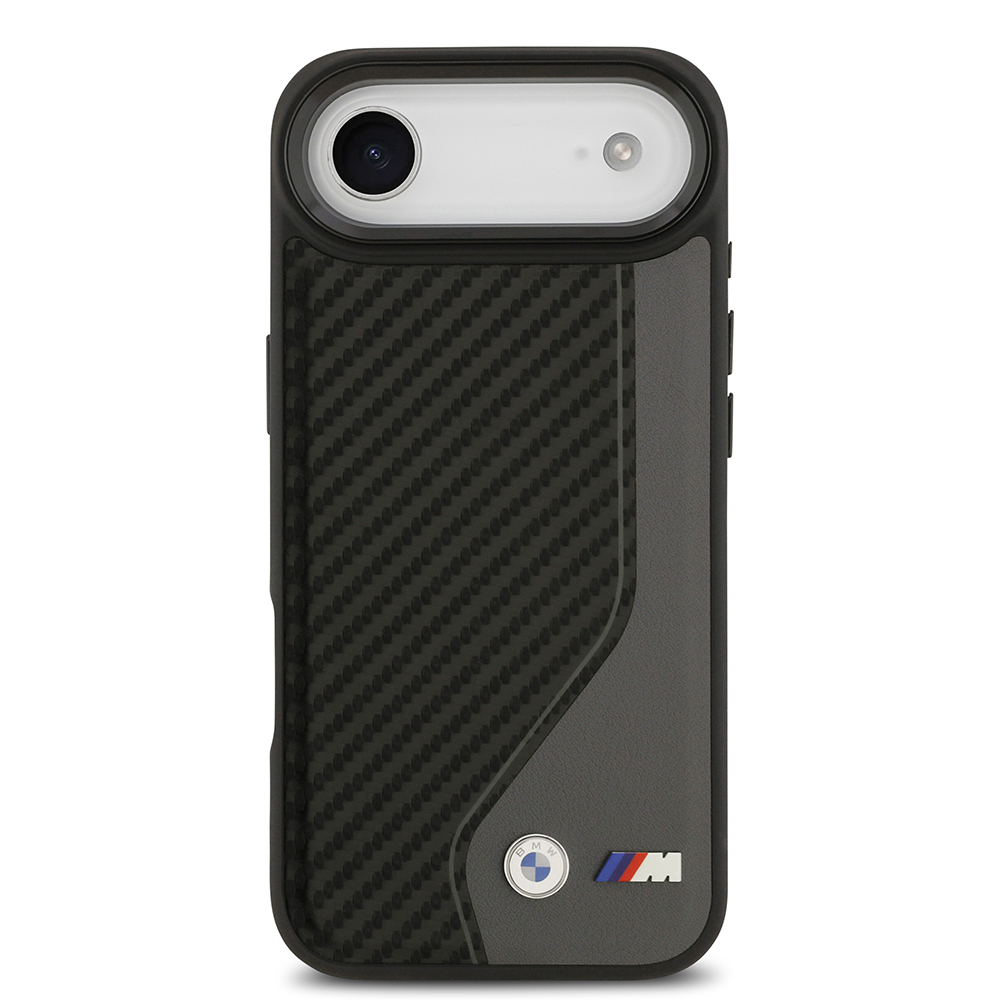 Apple iPhone 17 Air Uyumlu Kılıf BMW Orjinal Lisanslı M-safe Şarj Özellikli Metal BMW ve M Logolu PU Karbon Tasarımlı Kapak - 9