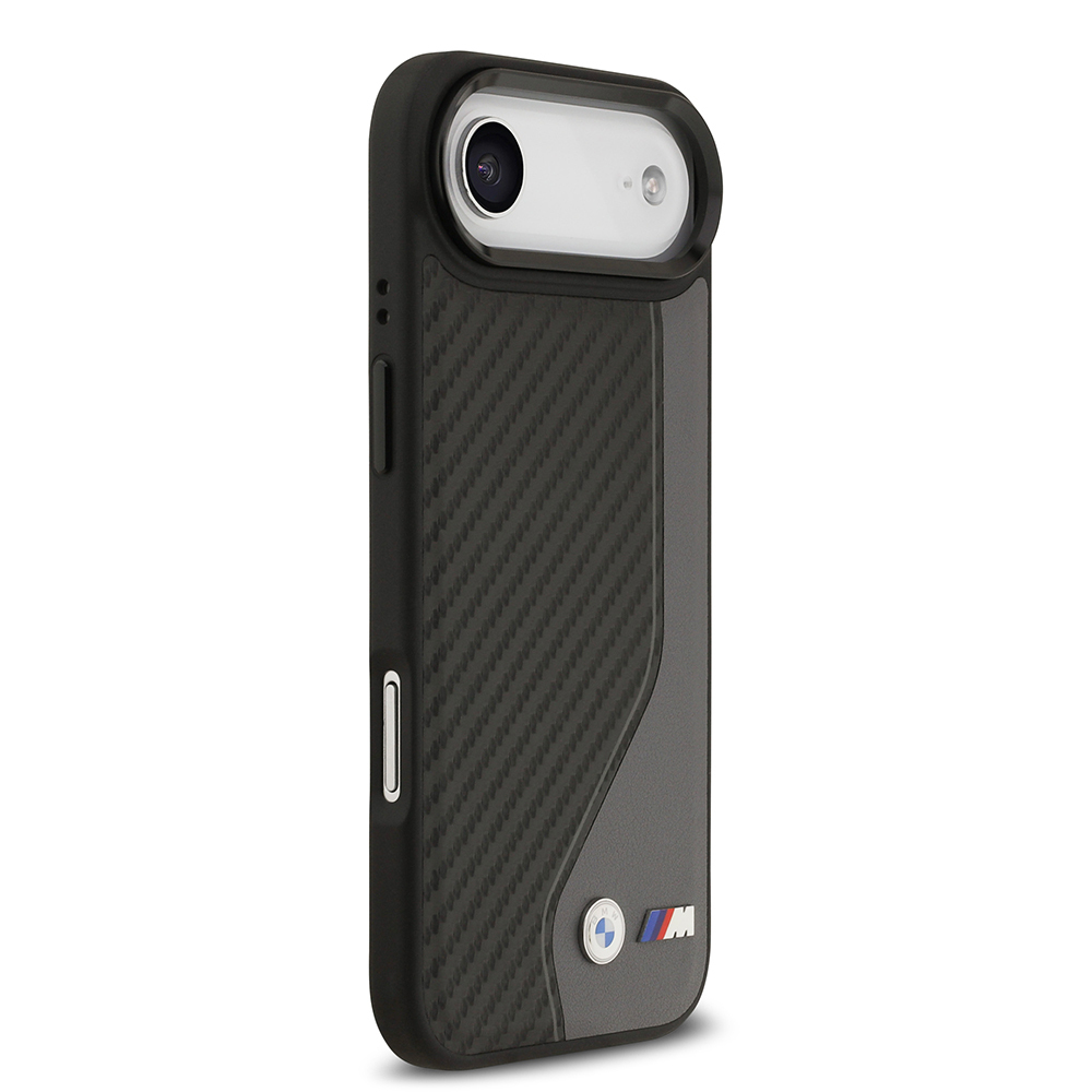 Apple iPhone 17 Air Uyumlu Kılıf BMW Orjinal Lisanslı M-safe Şarj Özellikli Metal BMW ve M Logolu PU Karbon Tasarımlı Kapak - 10