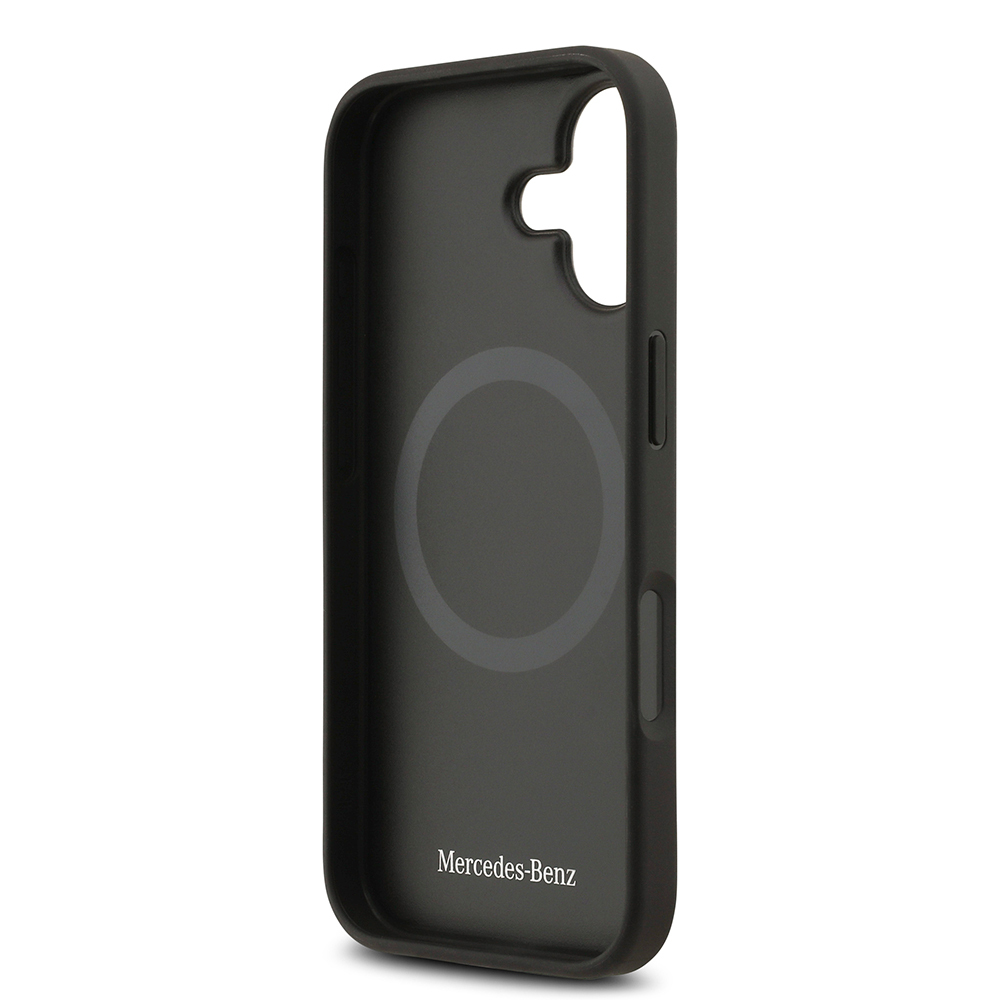 Apple iPhone 17 Uyumlu Kılıf Mercedes Benz Orjinal Lisanslı M-safe Şarj Özellikli Dokulu Desenli Deri Kapak - 13