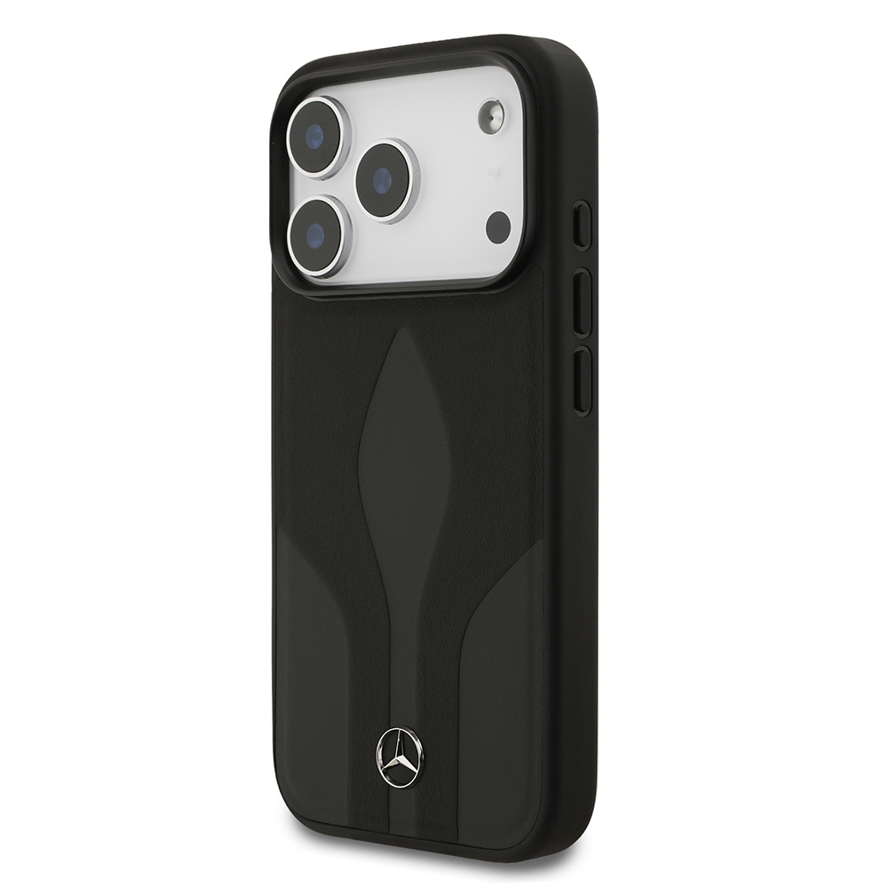 Apple iPhone 17 Pro Uyumlu Kılıf Mercedes Benz Orjinal Lisanslı M-safe Şarj Özellikli Dokulu Desenli Deri Kapak - 1