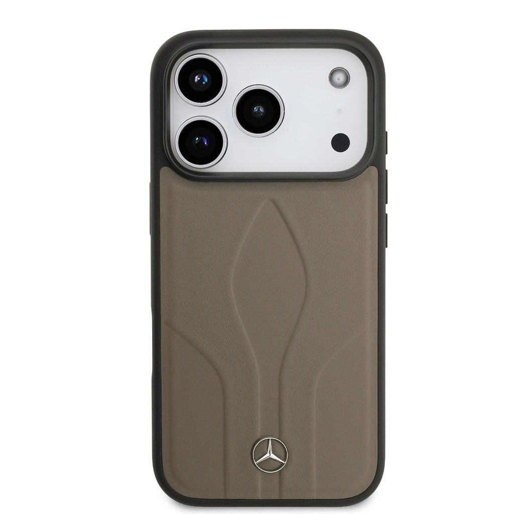 Apple iPhone 17 Pro Uyumlu Kılıf Mercedes Benz Orjinal Lisanslı M-safe Şarj Özellikli Dokulu Desenli Deri Kapak - 9