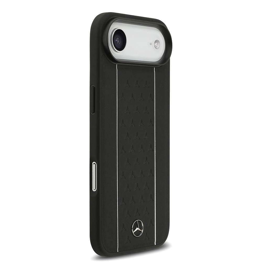 Apple iPhone 17 Air Uyumlu Kılıf Mercedes Benz Orjinal Lisanslı M-safe Şarj Özellikli Şeritli Yıldız Desenli Metal Logolu Deri Kapak - 3