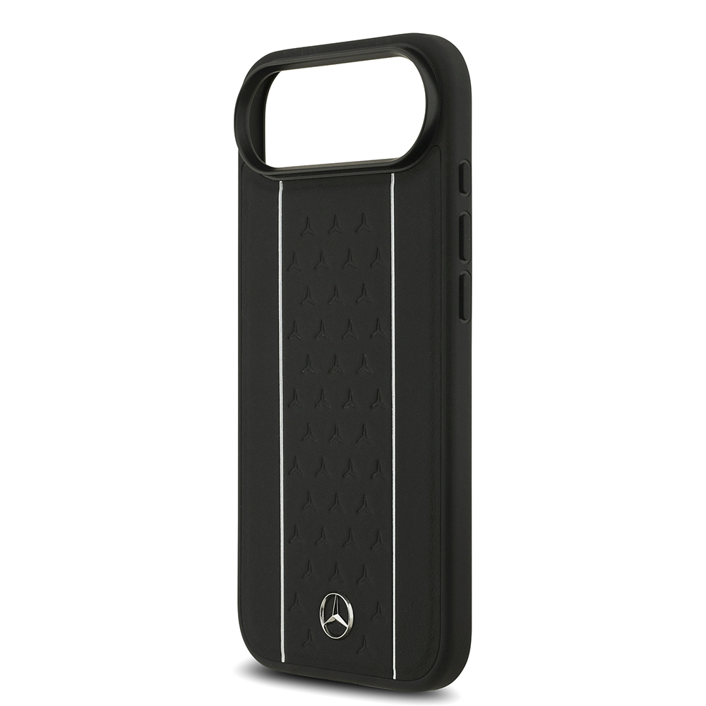Apple iPhone 17 Air Uyumlu Kılıf Mercedes Benz Orjinal Lisanslı M-safe Şarj Özellikli Şeritli Yıldız Desenli Metal Logolu Deri Kapak - 5