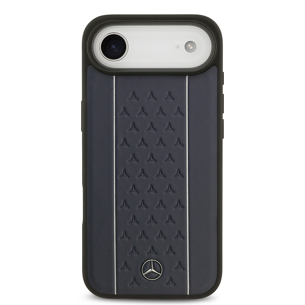 Apple iPhone 17 Air Uyumlu Kılıf Mercedes Benz Orjinal Lisanslı M-safe Şarj Özellikli Şeritli Yıldız Desenli Metal Logolu Deri Kapak - 9