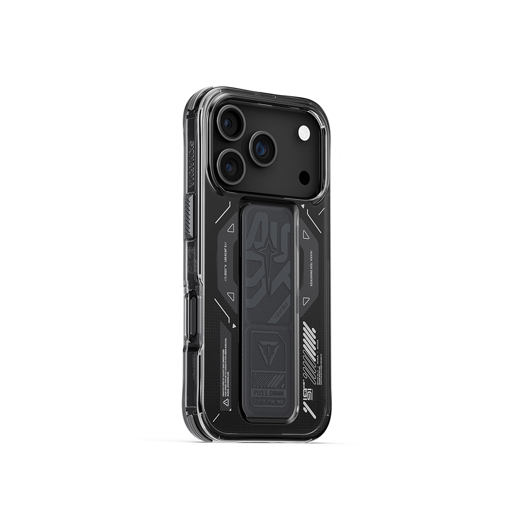 Apple iPhone 17 Pro Uyumlu Kılıf M-safe Şarj Özellikli Teknoloji Desenli Skinarma Helio Mag Charge Standlı Kapak - 5
