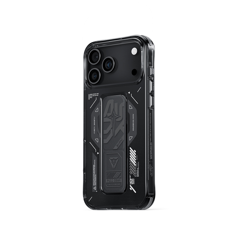 Apple iPhone 17 Pro Uyumlu Kılıf M-safe Şarj Özellikli Teknoloji Desenli Skinarma Helio Mag Charge Standlı Kapak - 7