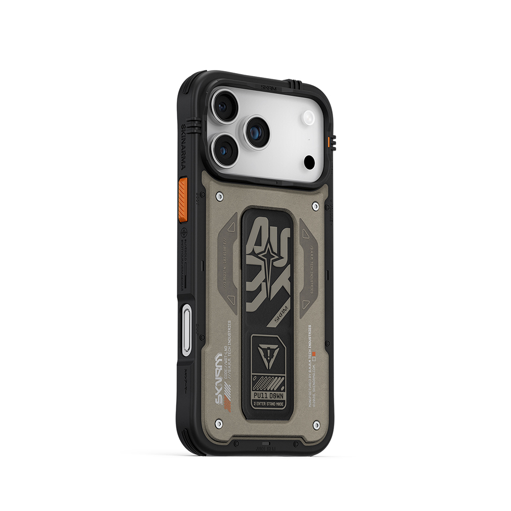 Apple iPhone 17 Pro Max Uyumlu Kılıf Desenli Airbag Tasarımlı Standlı Skinarma Aegis Kapak - 6