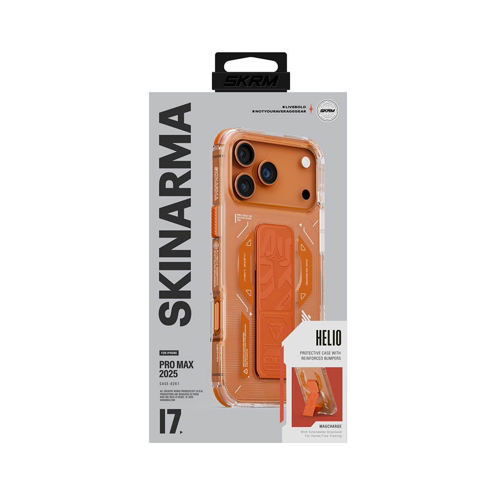 Apple iPhone 17 Pro Max Uyumlu Kılıf M-safe Şarj Özellikli Teknoloji Desenli Skinarma Helio Mag Charge Standlı Kapak - 4