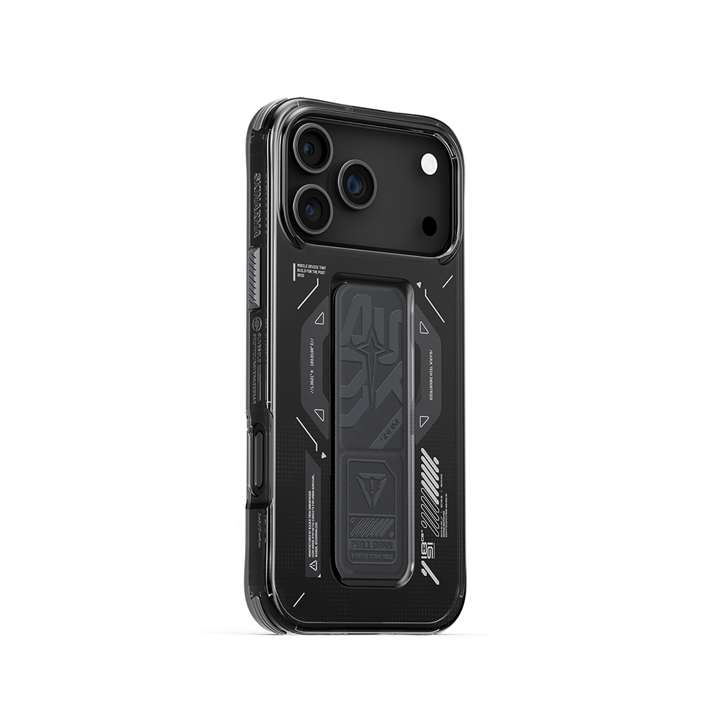 Apple iPhone 17 Pro Max Uyumlu Kılıf M-safe Şarj Özellikli Teknoloji Desenli Skinarma Helio Mag Charge Standlı Kapak - 5