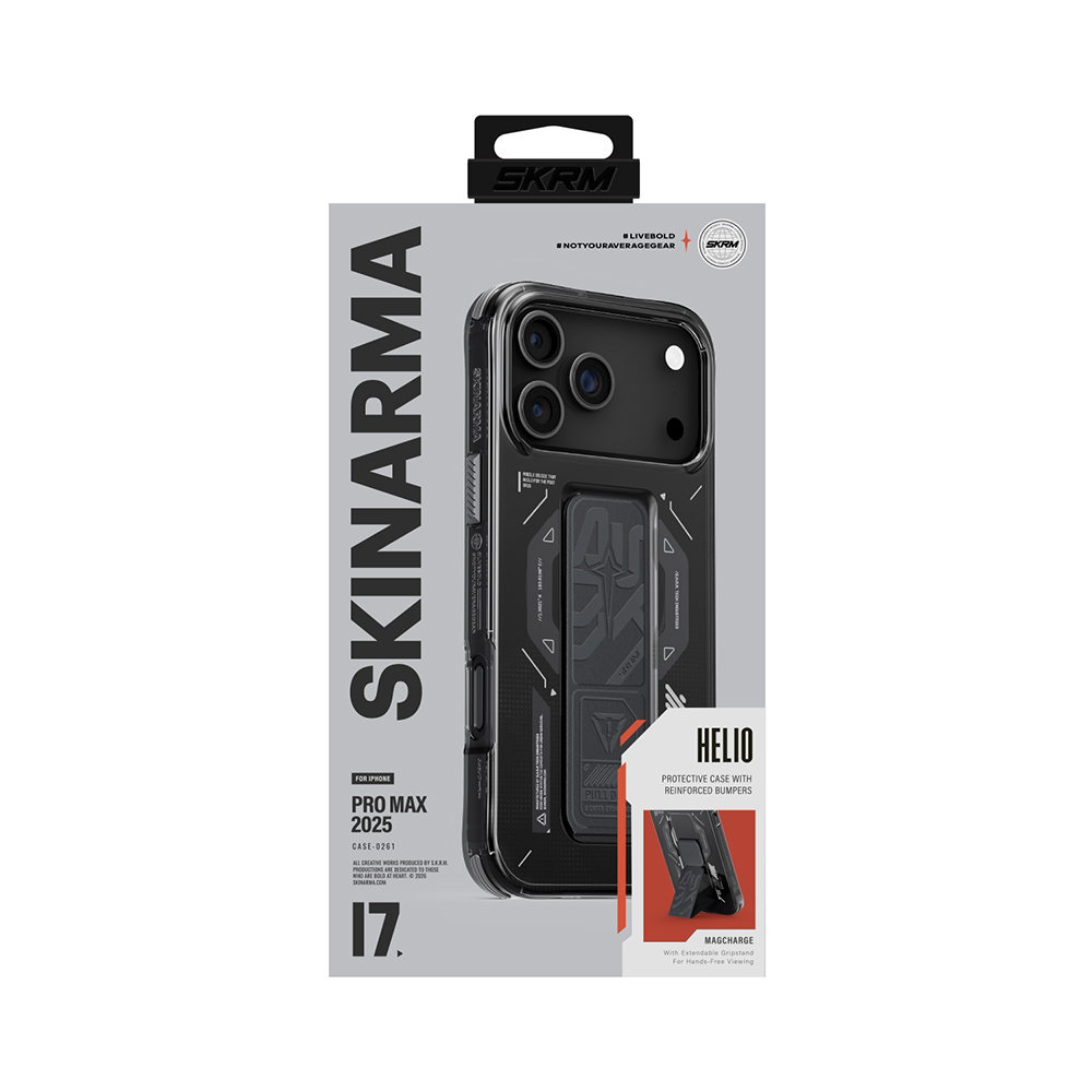 Apple iPhone 17 Pro Max Uyumlu Kılıf M-safe Şarj Özellikli Teknoloji Desenli Skinarma Helio Mag Charge Standlı Kapak - 8