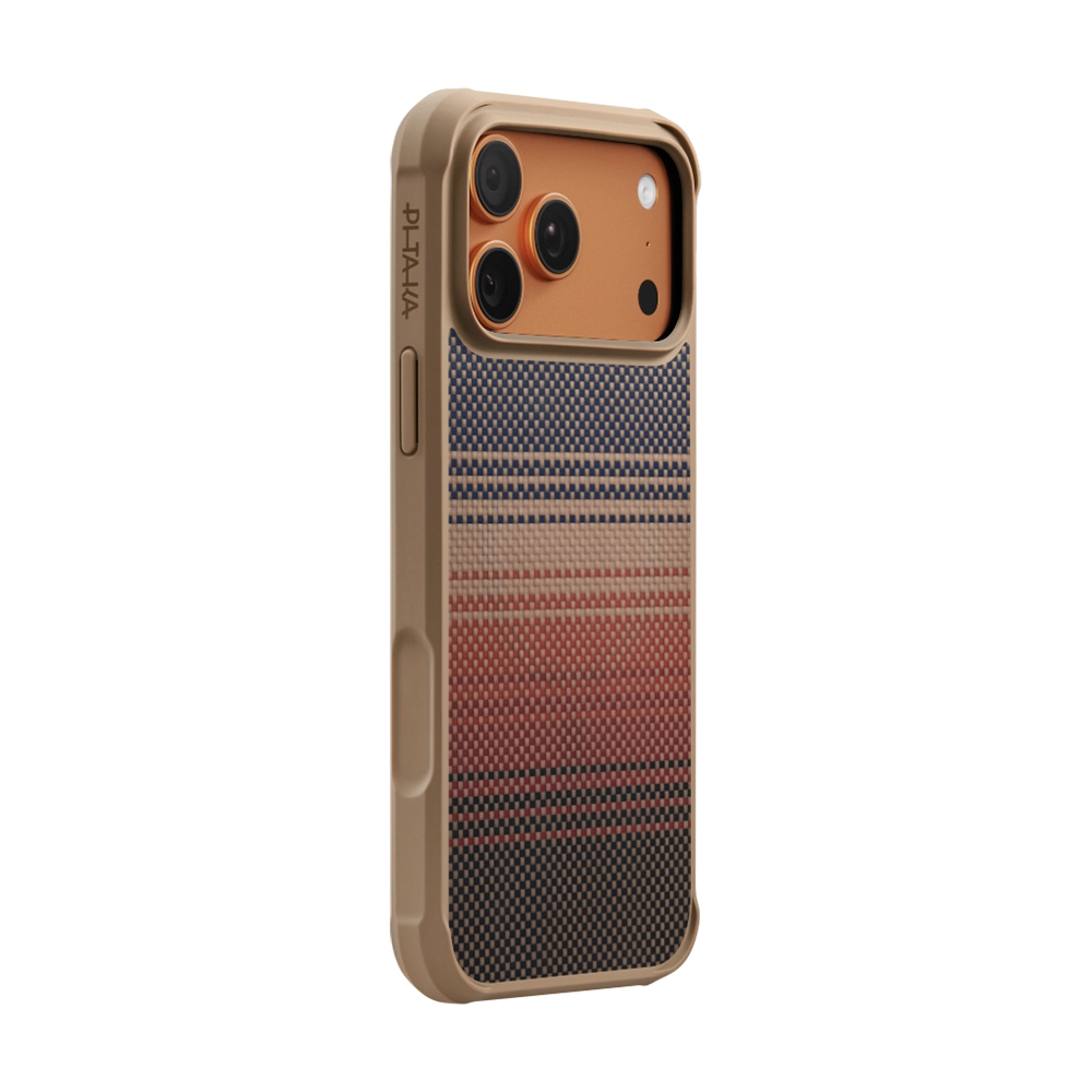 Apple iPhone 17 Pro Max Uyumlu Kılıf M-safe Şarj Özellikli Pitaka Tactile Woven Sunset-Moonrise Aramid Pro Guard Serisi Kapak - 1