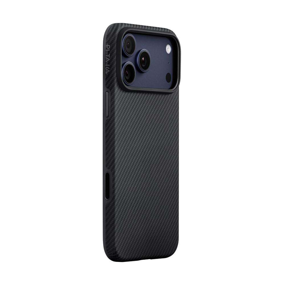 Apple iPhone 17 Pro Max Uyumlu Kılıf M-safe Şarj Özellikli 1500D Aramid Fiber Pitaka Military-Grade Classic Serisi Black-Grey Twill Kapak - 1