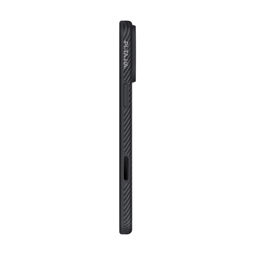 Apple iPhone 17 Pro Max Uyumlu Kılıf M-safe Şarj Özellikli 1500D Aramid Fiber Pitaka Military-Grade Classic Serisi Black-Grey Twill Kapak - 2