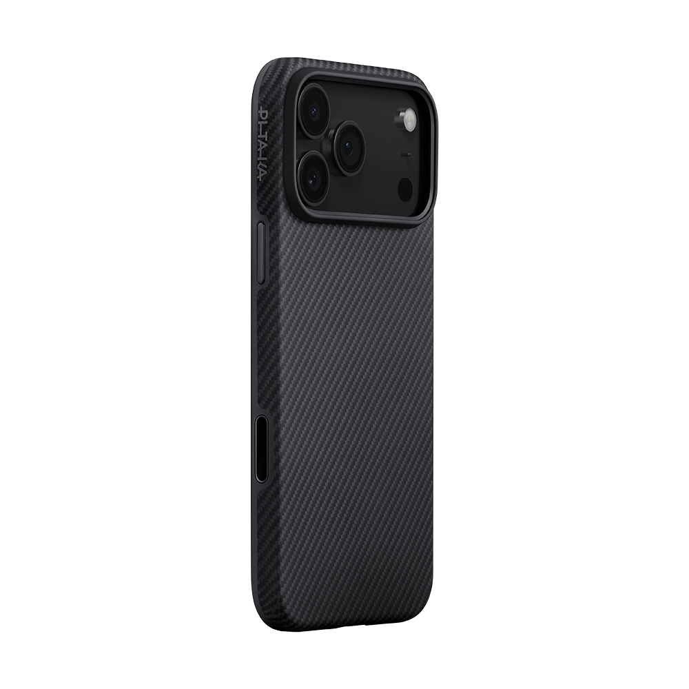 Apple iPhone 17 Pro Max Uyumlu Kılıf M-safe Şarj Özellikli 1500D Aramid Fiber Pitaka Military-Grade Classic Serisi Black-Grey Twill Kapak - 5