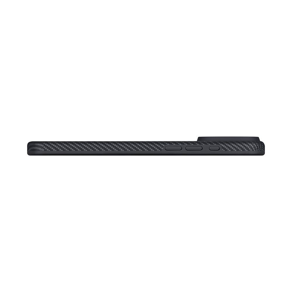 Apple iPhone 17 Pro Max Uyumlu Kılıf M-safe Şarj Özellikli 1500D Aramid Fiber Pitaka Military-Grade Classic Serisi Black-Grey Twill Kapak - 6