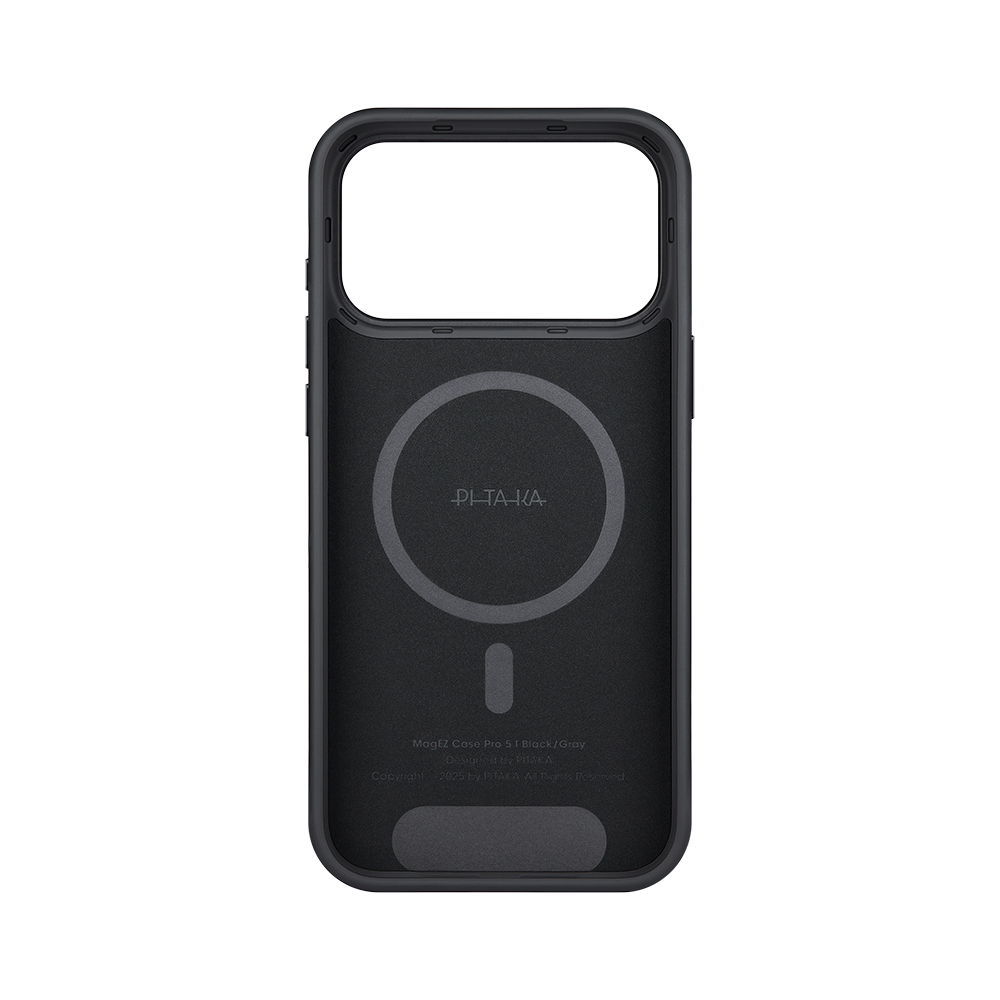 Apple iPhone 17 Pro Max Uyumlu Kılıf M-safe Şarj Özellikli 1500D Aramid Fiber Pitaka Military-Grade Classic Serisi Black-Grey Twill Kapak - 7