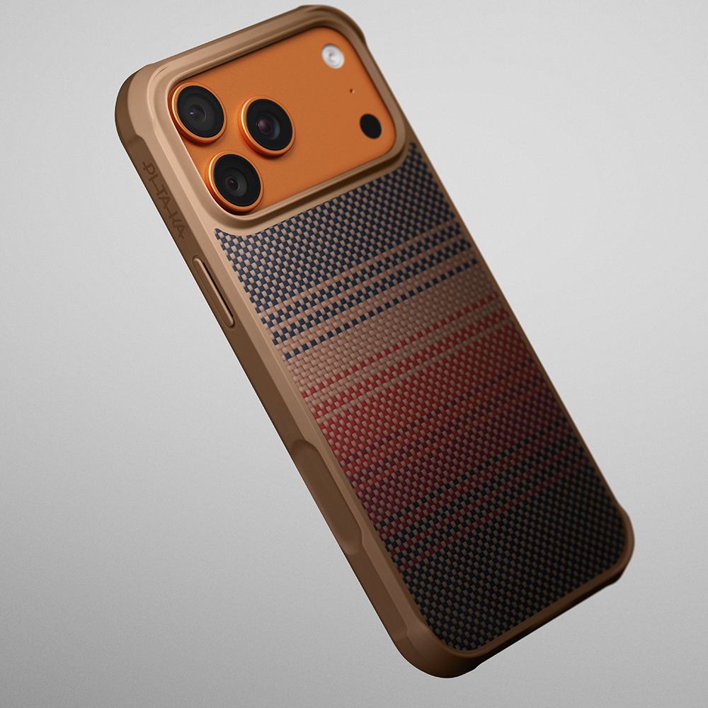 Apple iPhone 17 Pro Uyumlu Kılıf M-safe Şarj Özellikli Pitaka Tactile Woven Sunset-Moonrise Aramid Pro Guard Serisi Kapak - 9