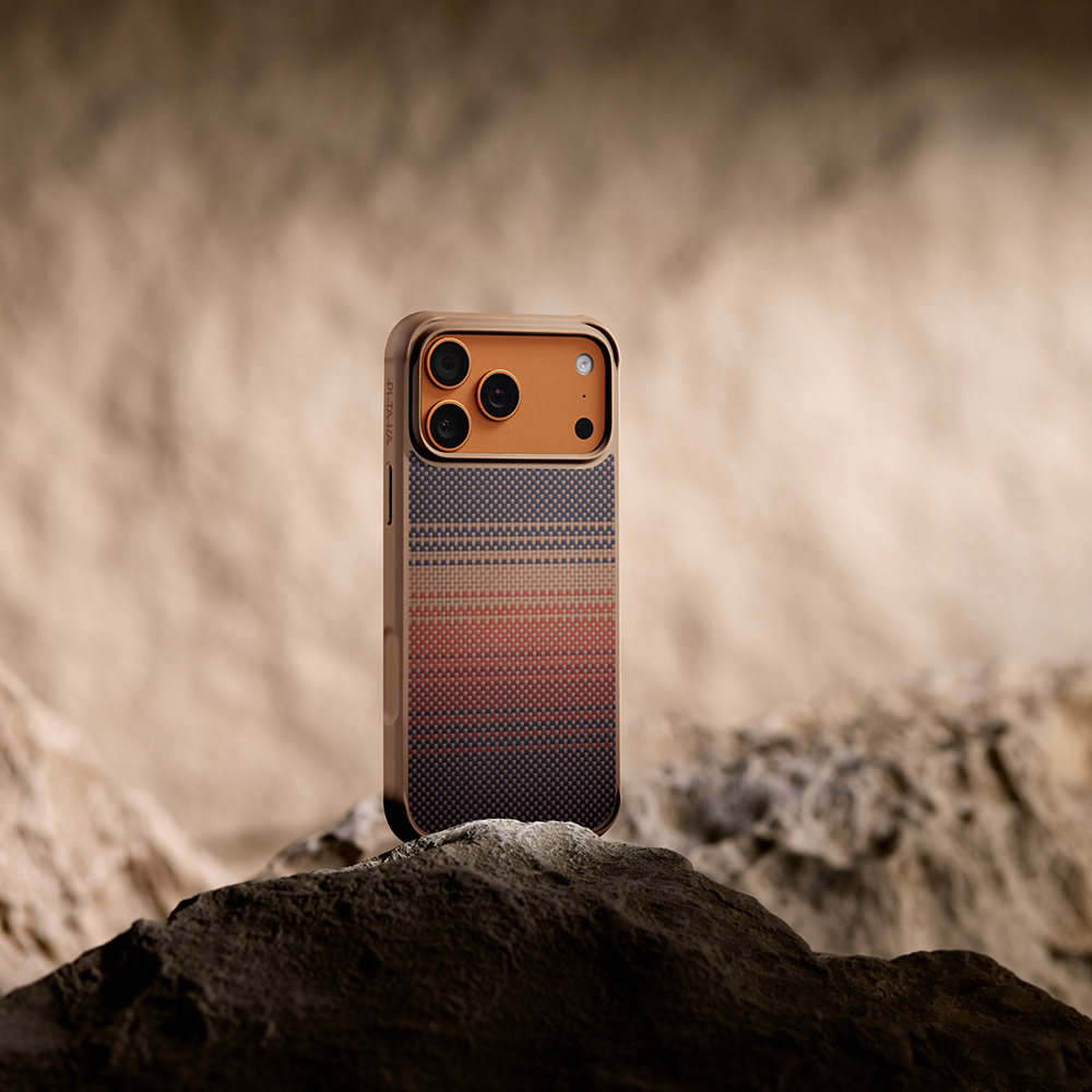 Apple iPhone 17 Pro Uyumlu Kılıf M-safe Şarj Özellikli Pitaka Tactile Woven Sunset-Moonrise Aramid Pro Guard Serisi Kapak - 10