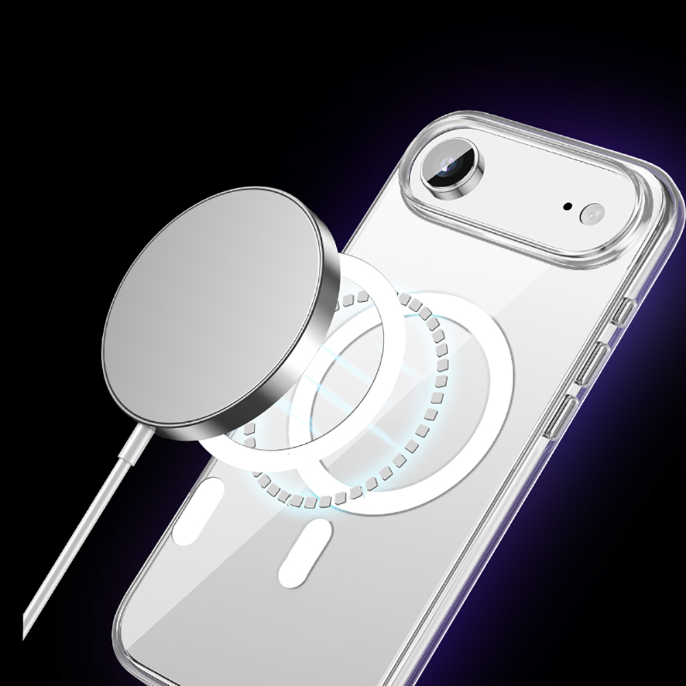 Apple iPhone 17 Air Uyumlu Kılıf M-safe Şarj Özellikli Transparan Sert PC Wlons Pita Kapak - 6