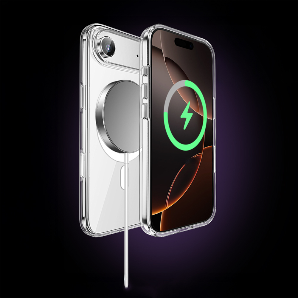 Apple iPhone 17 Air Uyumlu Kılıf M-safe Şarj Özellikli Transparan Sert PC Wlons Pita Kapak - 8