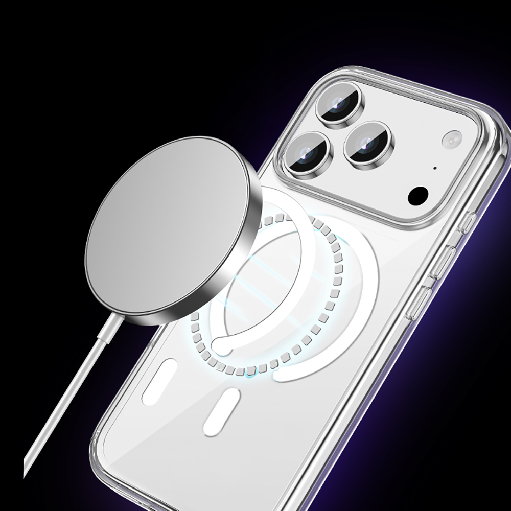 Apple iPhone 17 Pro Max Uyumlu Kılıf M-safe Şarj Özellikli Transparan Sert PC Wlons Pita Kapak - 6