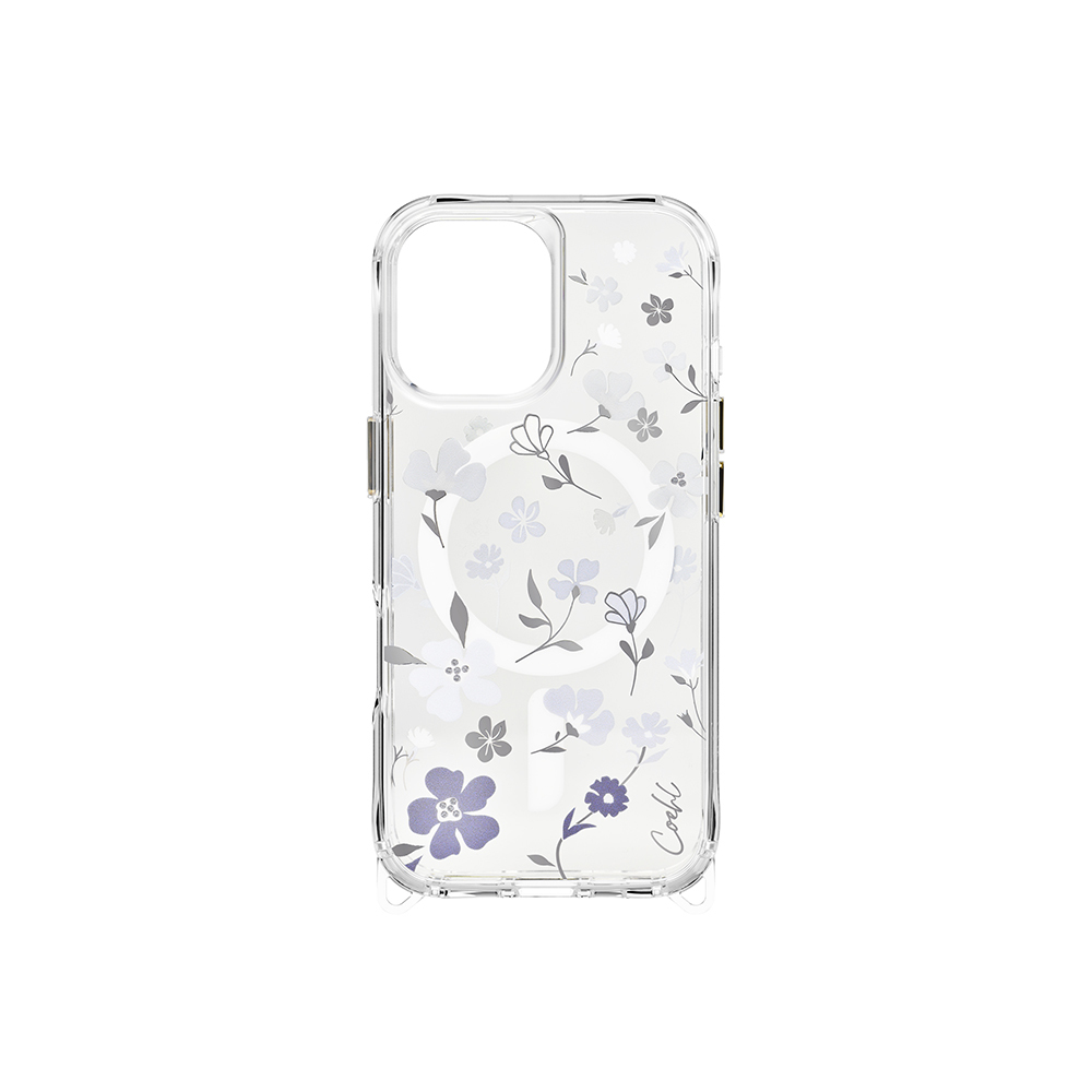Apple iPhone 17 Uyumlu Kılıf M-safe Şarj Özellikli Şeffaf Arka Yüzey Çiçekli Coehl Amara Kapak - 1