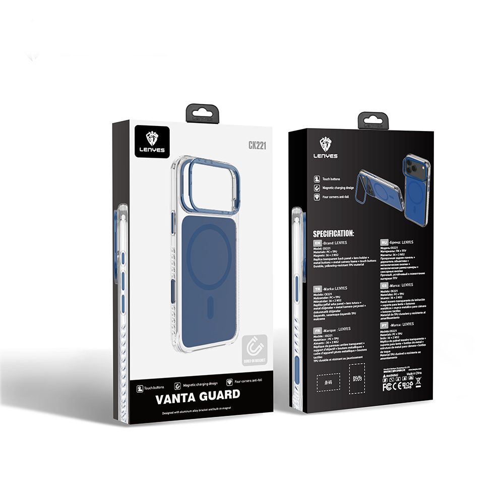 Apple iPhone 17 Pro Uyumlu Kılıf M-safe Şarj Özellikli Metal Kamera Çerçeveli Airbag Tasarımlı Lenyes CK221 Sert PC Kapak - 9