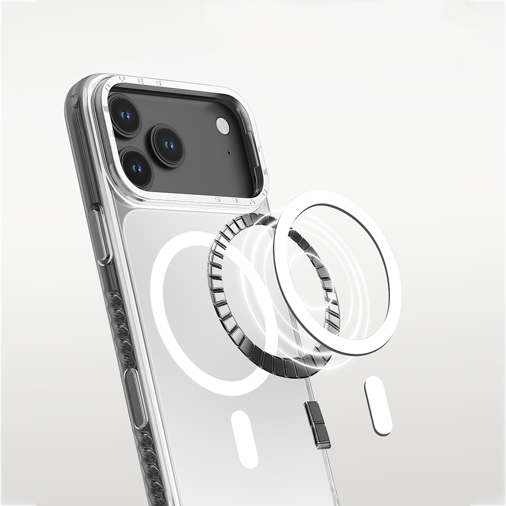 Apple iPhone 17 Pro Max Uyumlu Kılıf M-safe Şarj Özellikli Metal Kamera Çerçeveli Airbag Tasarımlı Lenyes CK221 Sert PC Kapak - 1