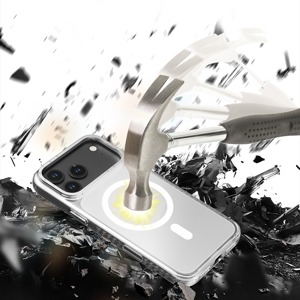 Apple iPhone 17 Pro Max Uyumlu Kılıf M-safe Şarj Özellikli Metal Kamera Çerçeveli Airbag Tasarımlı Lenyes CK221 Sert PC Kapak - 2