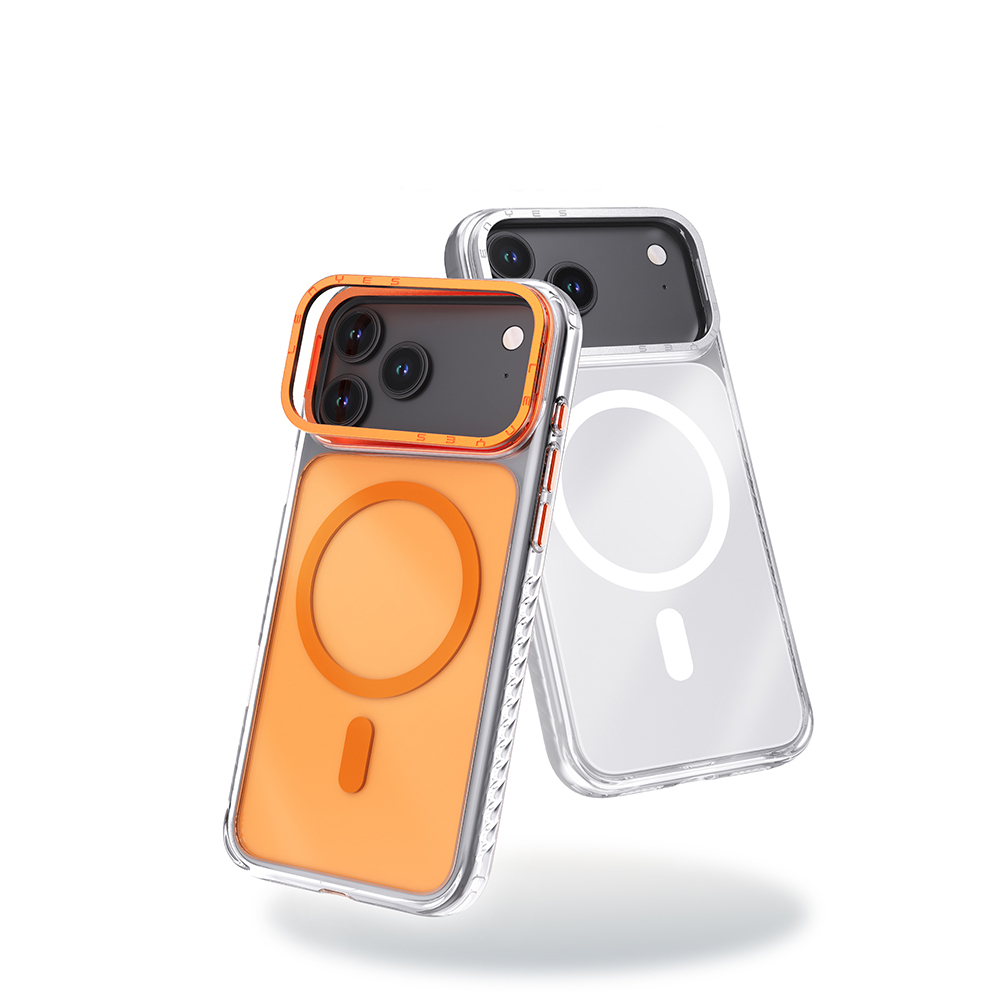 Apple iPhone 17 Pro Max Uyumlu Kılıf M-safe Şarj Özellikli Metal Kamera Çerçeveli Airbag Tasarımlı Lenyes CK221 Sert PC Kapak - 2