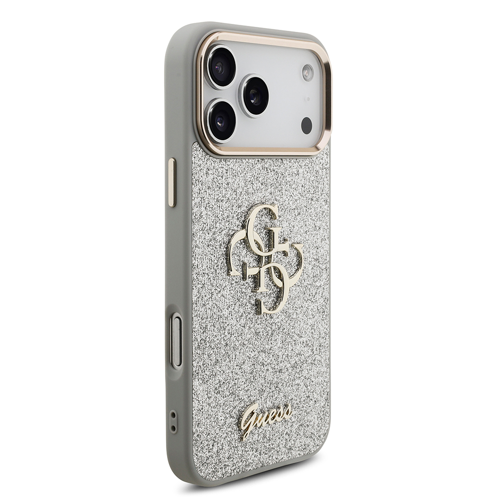 Apple iPhone 17 Pro Max Uyumlu Kılıf Guess Orjinal Lisanslı 4G Büyük Metal Kamera Çerçeveli ve Logolu Glitter Kapak - 10