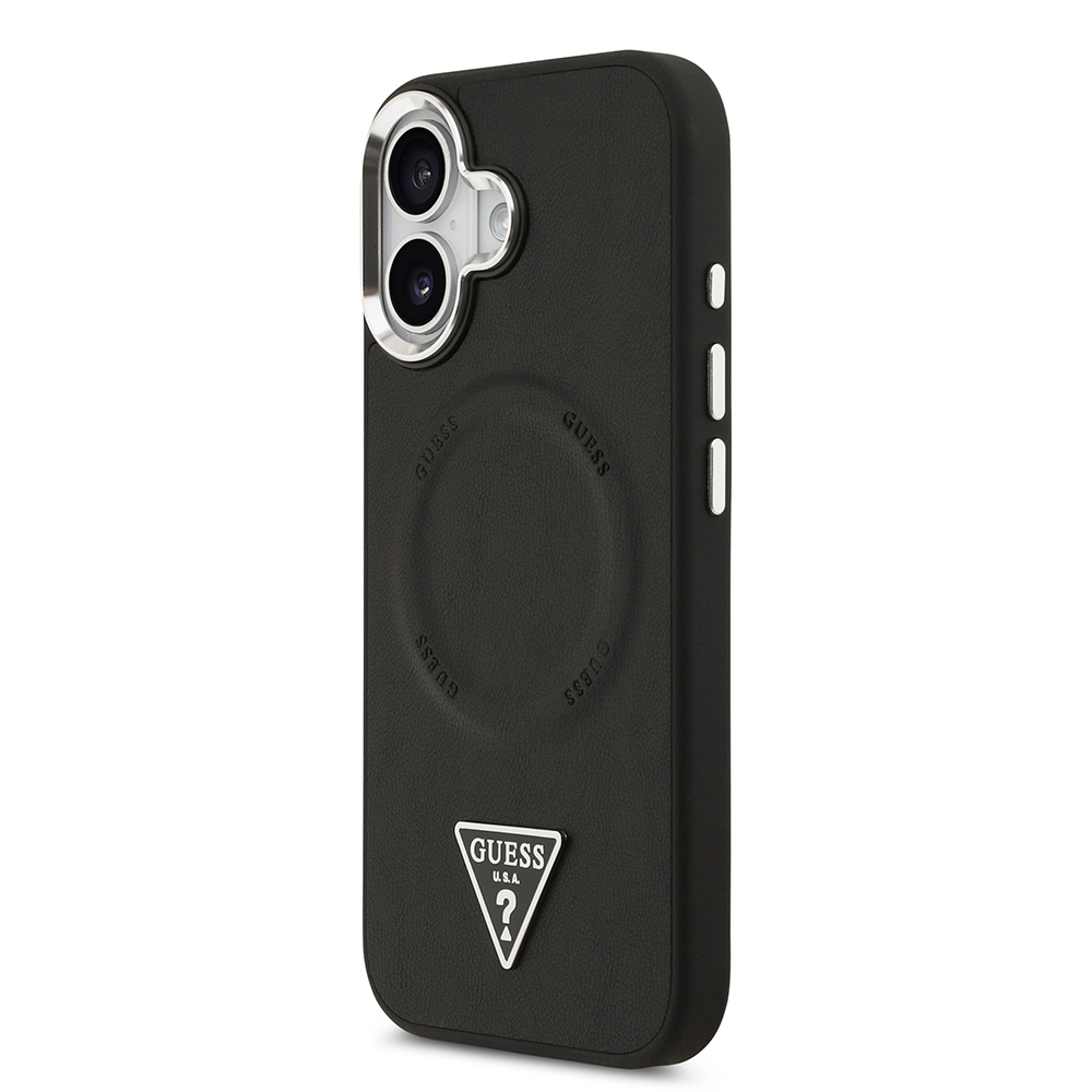 Apple iPhone 17 Uyumlu Kılıf Guess Orjinal Lisanslı M-safe Şarj Özellikli PU Deri Metal Kamera Çerçeveli Üçgen Logolu Kapak - 3