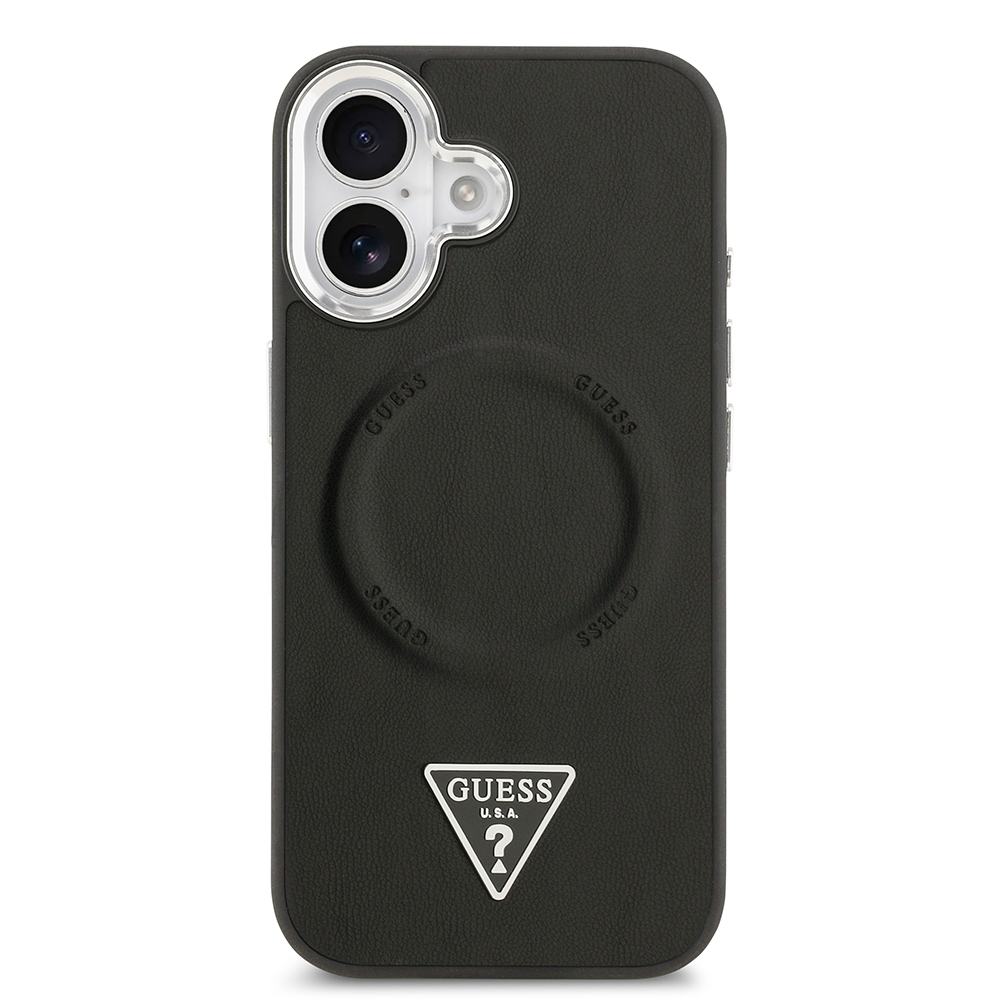 Apple iPhone 17 Uyumlu Kılıf Guess Orjinal Lisanslı M-safe Şarj Özellikli PU Deri Metal Kamera Çerçeveli Üçgen Logolu Kapak - 4