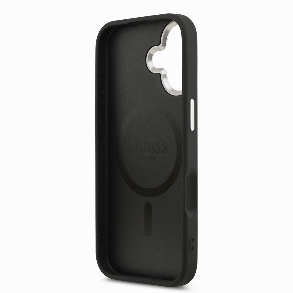 Apple iPhone 17 Uyumlu Kılıf Guess Orjinal Lisanslı M-safe Şarj Özellikli PU Deri Metal Kamera Çerçeveli Üçgen Logolu Kapak - 5