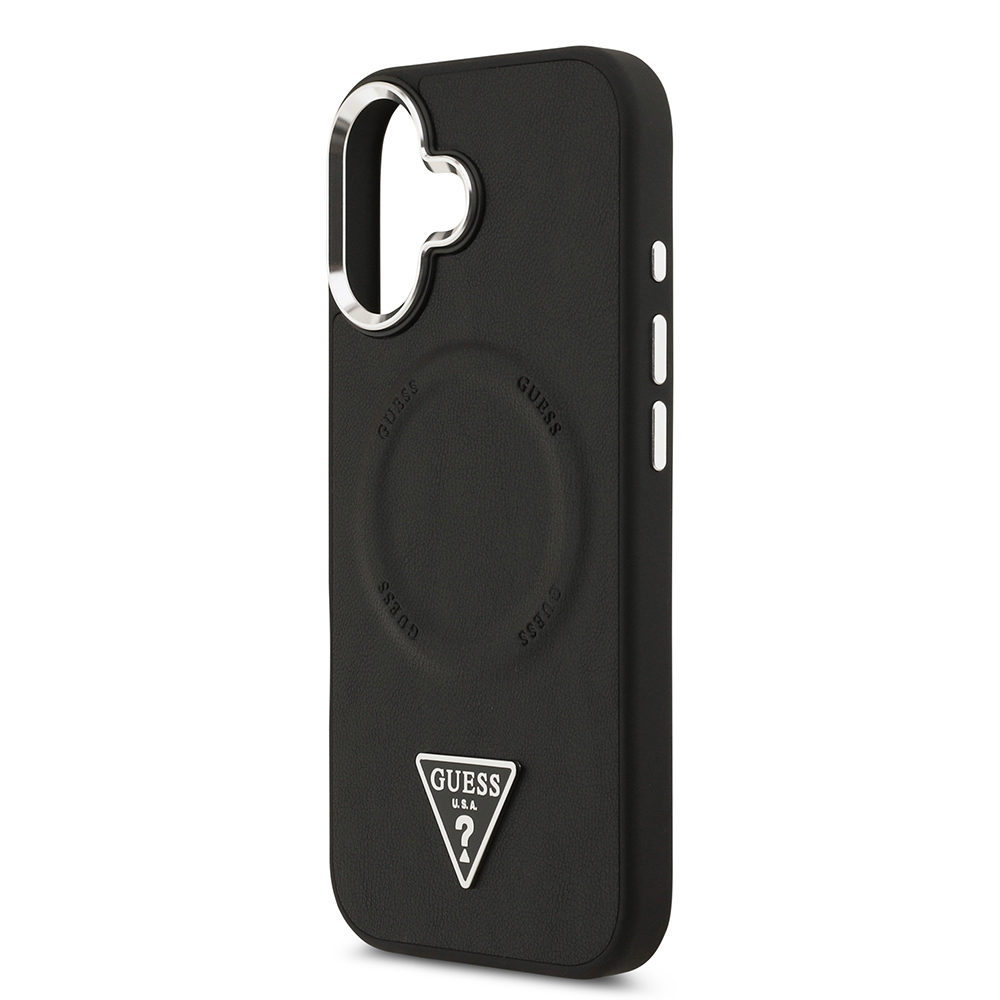 Apple iPhone 17 Uyumlu Kılıf Guess Orjinal Lisanslı M-safe Şarj Özellikli PU Deri Metal Kamera Çerçeveli Üçgen Logolu Kapak - 6