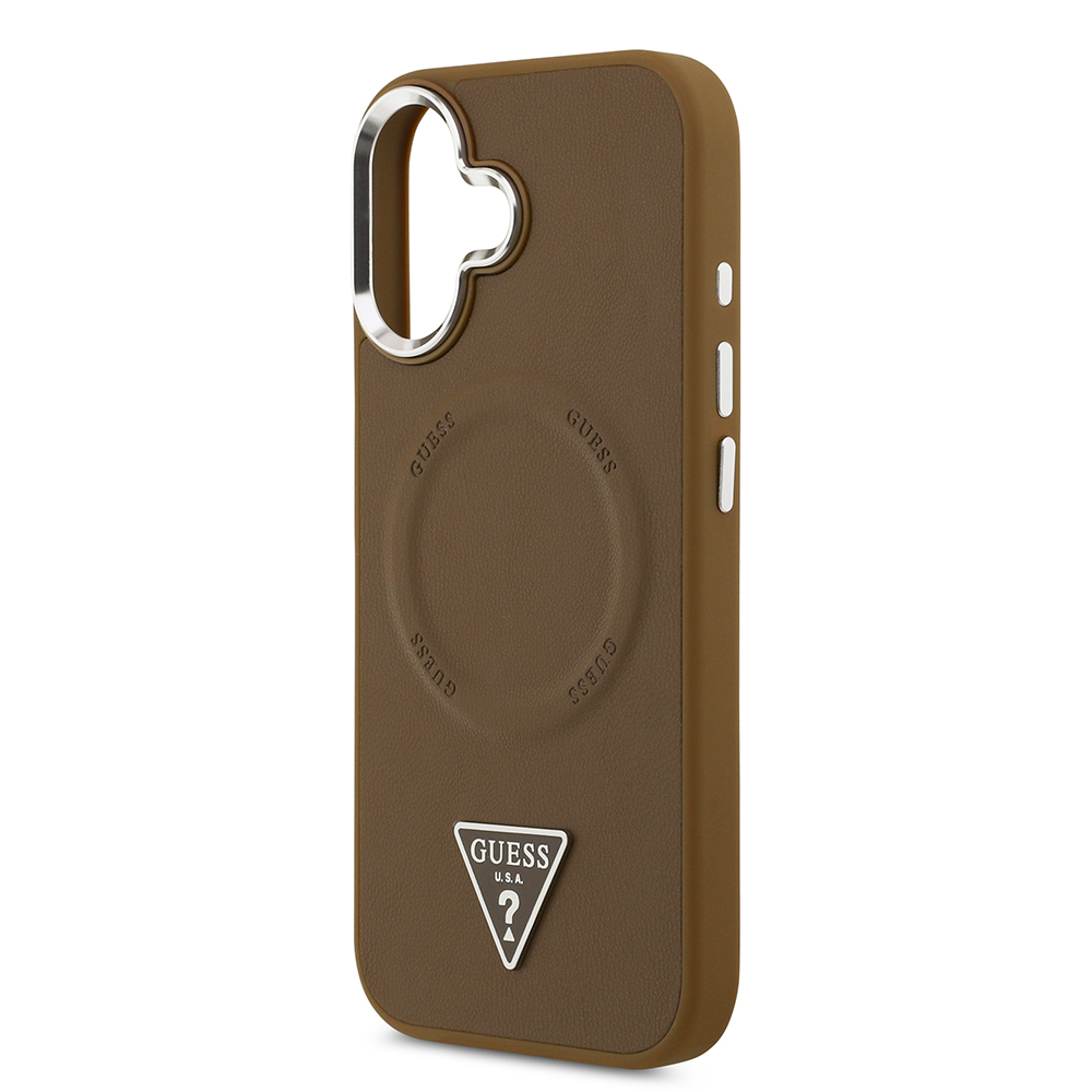 Apple iPhone 17 Uyumlu Kılıf Guess Orjinal Lisanslı M-safe Şarj Özellikli PU Deri Metal Kamera Çerçeveli Üçgen Logolu Kapak - 12