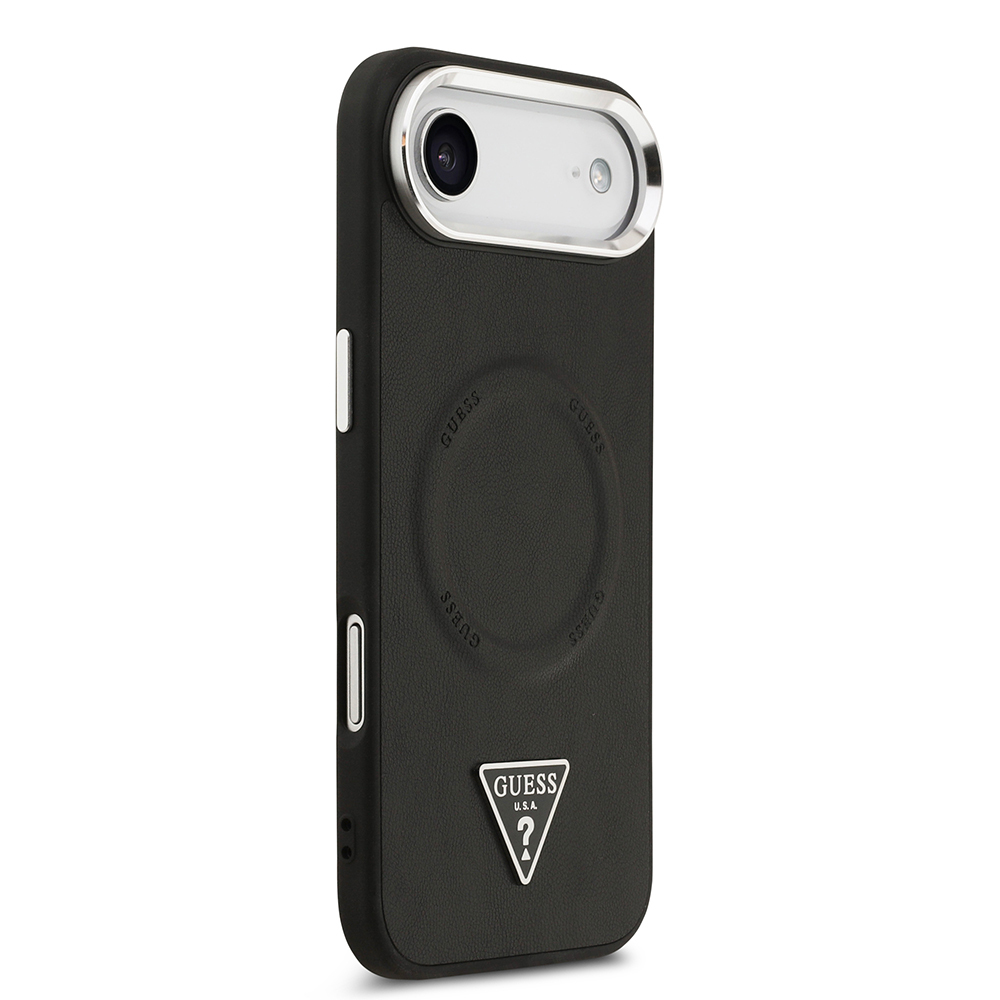 Apple iPhone 17 Air Uyumlu Kılıf Guess Orjinal Lisanslı M-safe Şarj Özellikli PU Deri Metal Kamera Çerçeveli Üçgen Logolu Kapak - 3